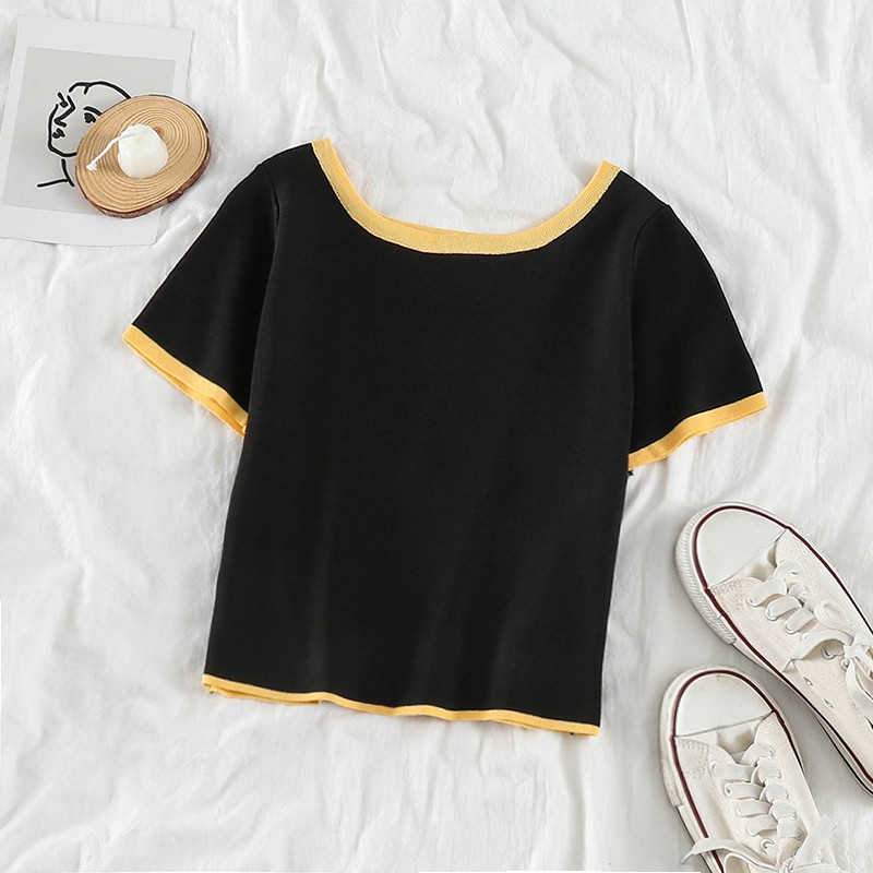 NUZIRO Áo croptop  dệt kim thiết kế đơn giản dễ phối đồ cho nữ