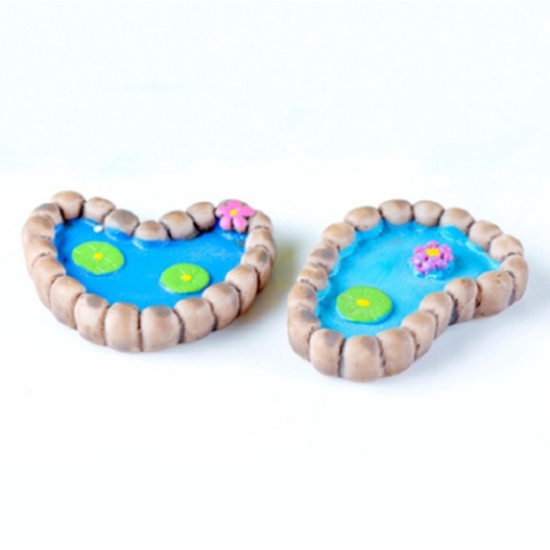 Set 2 mô hình hồ nước mini trang trí sân vườn hình trái tim/hình bàn chân
