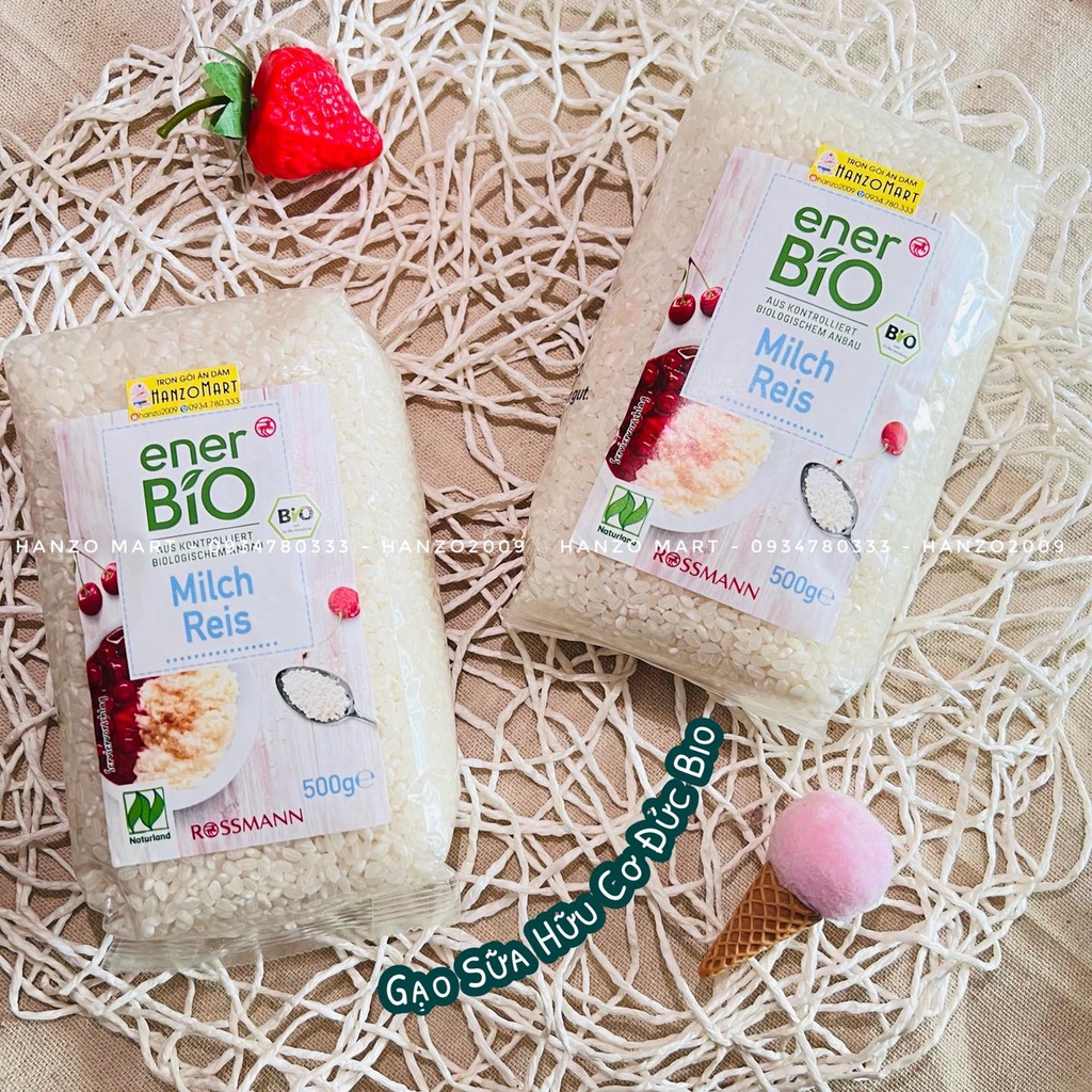 Gạo hữu cơ cho bé ăn dặm gạo sữa nguyên chất hữu cơ Bio Milchreis Đức 500gr
