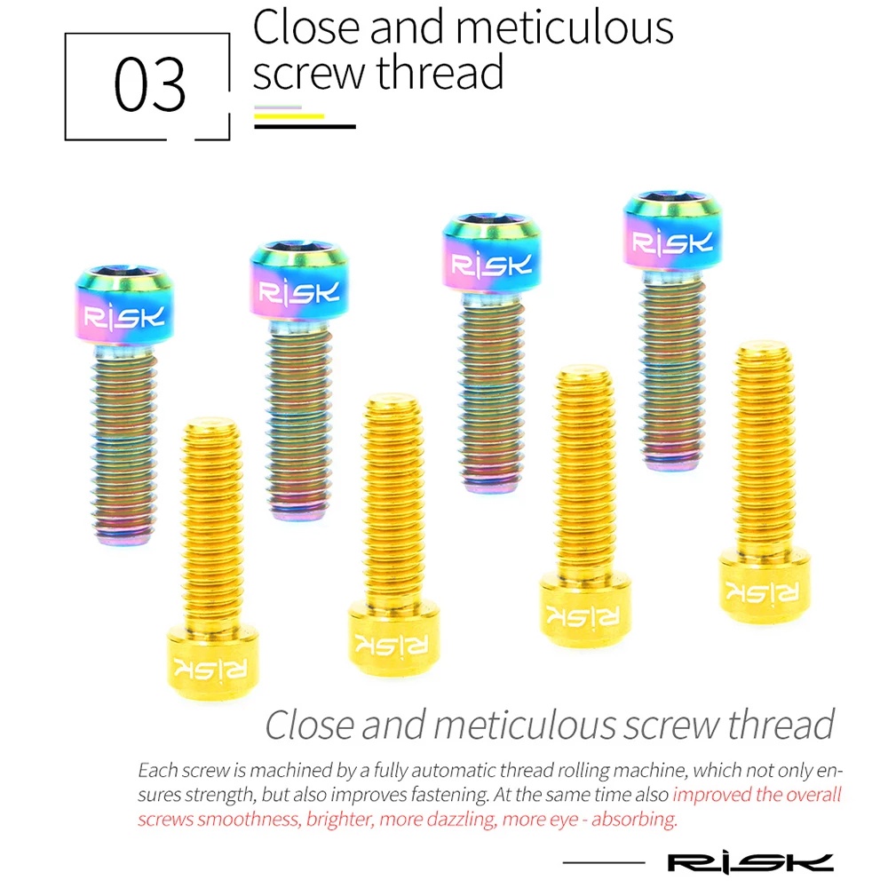 Set 4 Ốc Vít M6*18mm M6*20mm Bằng Hợp Kim Titan Cho Phanh Đĩa Xe Đạp