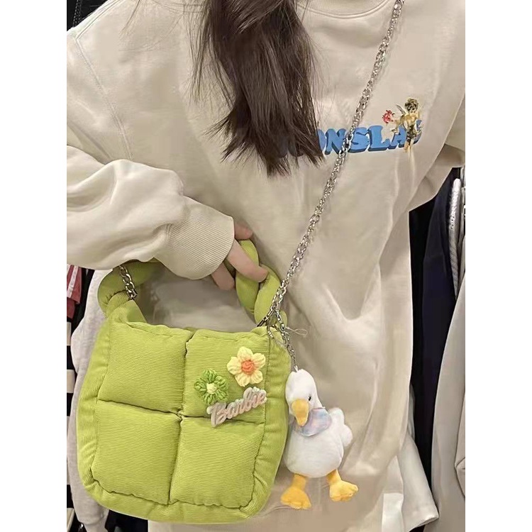 Lingge Túi Đeo Chéo Vai cotton Mềm Thiết Kế Hình Chữ Nhật Mini