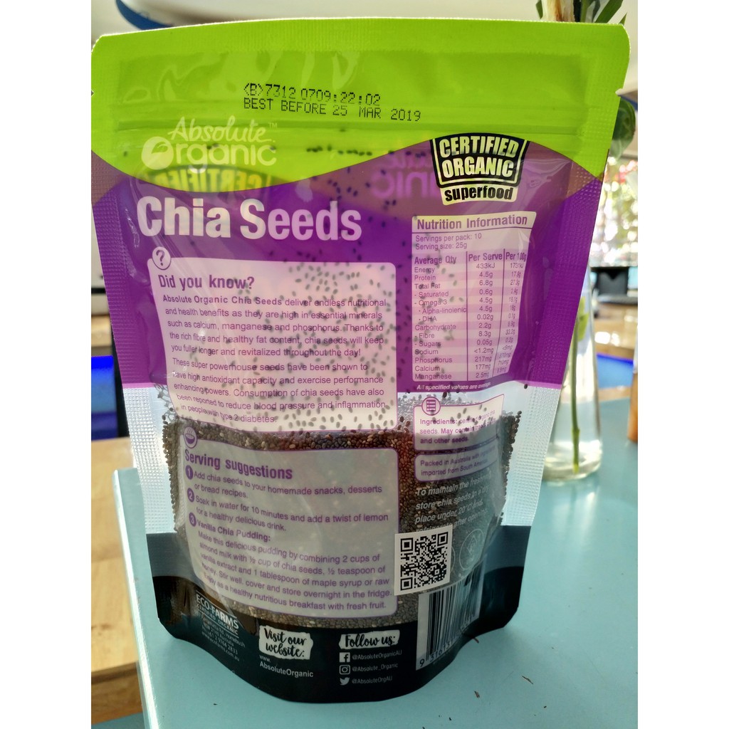 Hạt chia Úc Absolute Organic Gói 1Kg (mẫu mới, date mới)