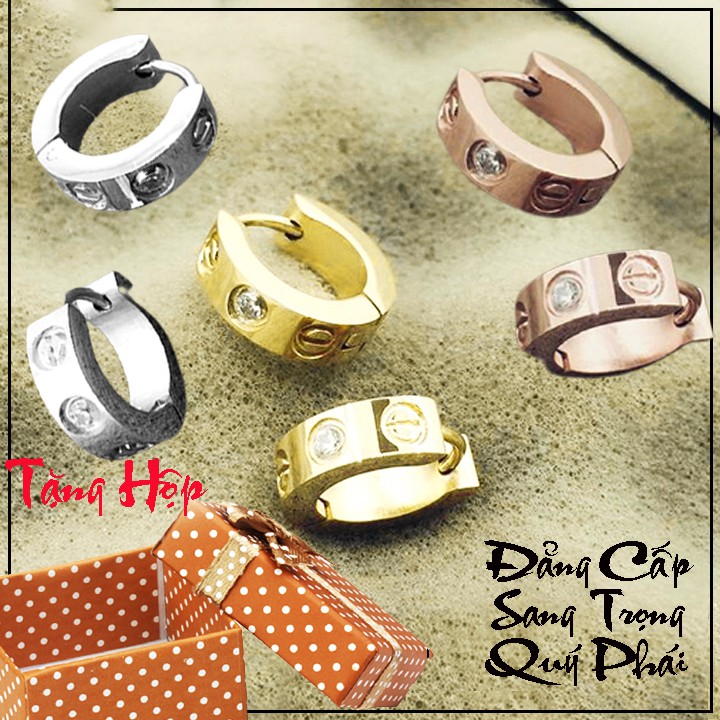 Combo Nhẫn + Bông tai Car tier titan siêu đẹp bền màu - Tặng hộp - Đem lại sang trọng, quý phái cho người đeo
