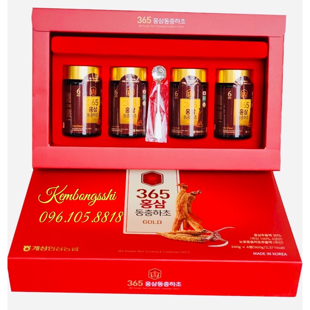 [Mã GROSALE2703 giảm 8% đơn 250K] [HÀNG MỚI VỀ] Cao Hồng Sâm Đông Trùng Hạ Thảo 365 Hàn Quốc, Hộp 4 Lọ x 240gr | BigBuy360 - bigbuy360.vn
