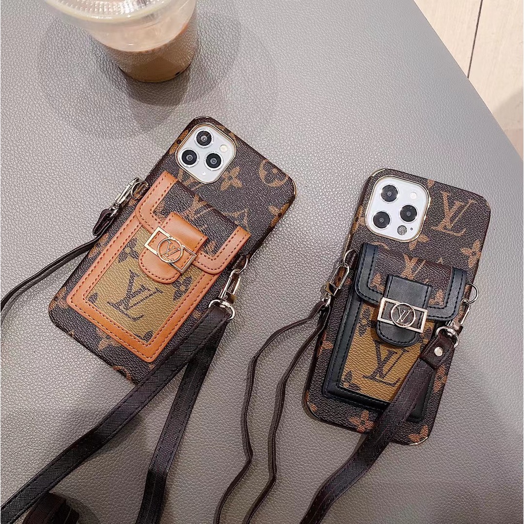 Ốp Điện Thoại Da Ngăn Đựng Thẻ/ Dây Đeo Iphone 14 13 12Pro Max 12mini Iphone 6 6s 7plus 8 + Iphone11 11pro