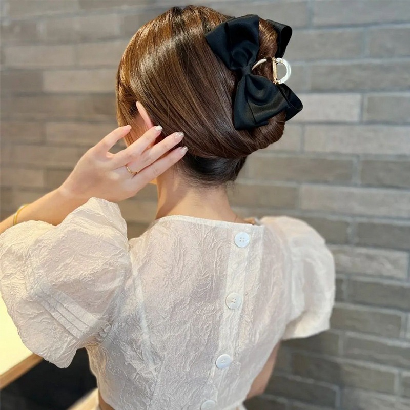 Kẹp Tóc Nơ Sau Lưng Bằng Hợp Kim Cỡ Lớn Phong Cách Hàn Quốc Thời Trang Cho Nữ