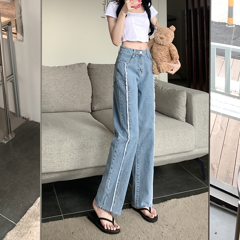 Quần jeans Nữ Lưng Cao Ống Rộng Phong Cách retro Mỹ Mới