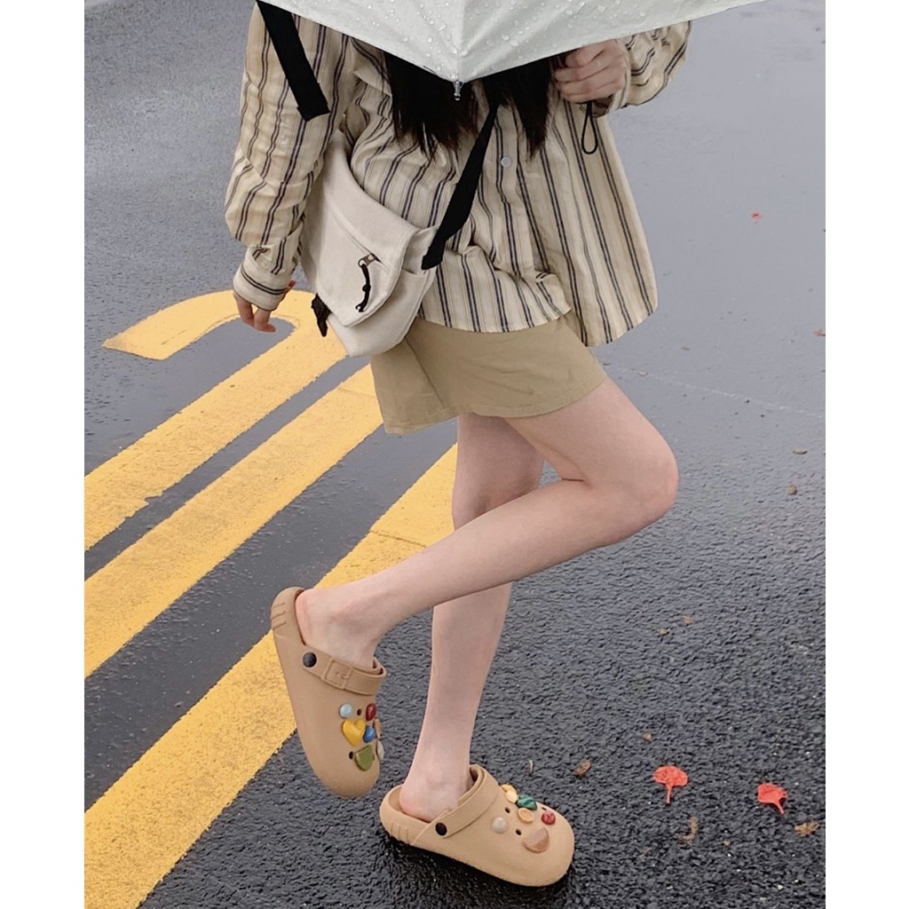 🔥SẴn Dép CROSS mẫu mới mũi tròn đính sticker nút siêu xinh