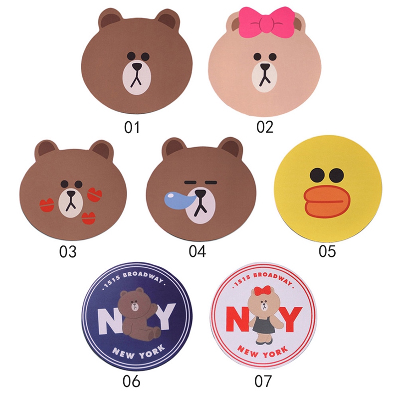 Line Friends Tấm Lót Chuột Máy Tính Bằng Pvc Chống Trượt Chống Thấm Nước In Hình Gấu Nâu Dễ Thương