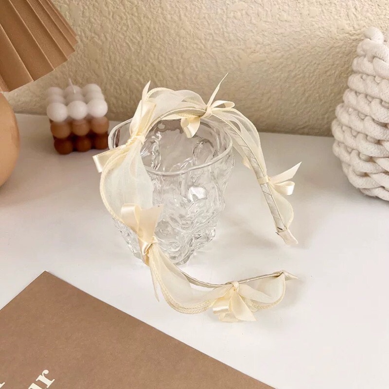 Bờm tóc voan buộc thắt viền voan dễ thương  #TIỆM CÔNG CHÚA NHỎ# Nơ cÀI ĐẦU XINH XẮN