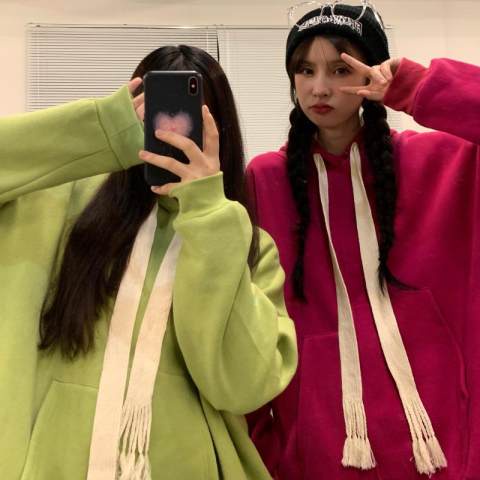 Áo Hoodie Lông Màu Trơn Thời Trang Mùa Thu Mới Cho Nữ