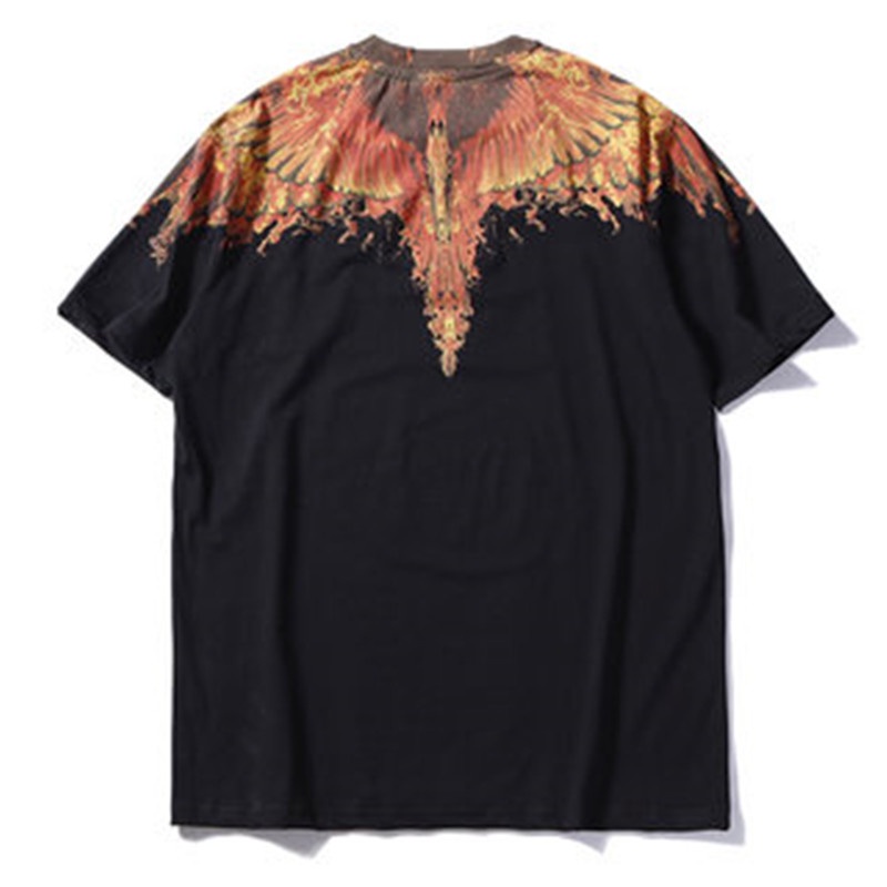 Áo Thun Thể Thao Plus Size Tay Ngắn Cổ Tròn In Hình Đôi Cánh Phong Cách Unisex Bằng Cotton Cho Nam Và Nữ