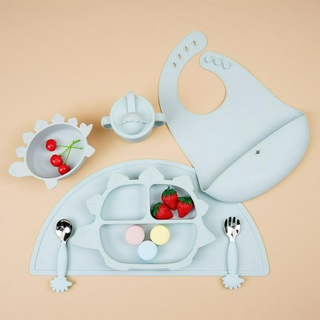 Set ăn dặm cho bé silicon đế hít chống đổ