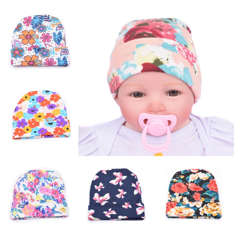 Mũ Beanie Cotton Dệt Kim In Họa Tiết Xinh Xắn Phù Hợp Làm Quà Cho Bé Sơ Sinh