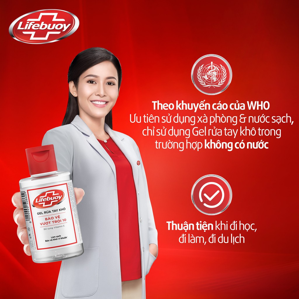 [HN]Gel rửa tay khô sạch siêu nhanh Lifebuoy bảo vệ vượt trội 10 (Chai nắp 100ml) | BigBuy360 - bigbuy360.vn