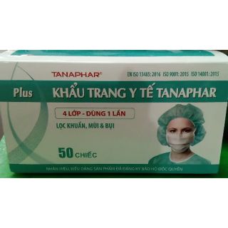 Khẩu trang y tế TANAPHAR 4 lớp. Hộp 50 chiếc