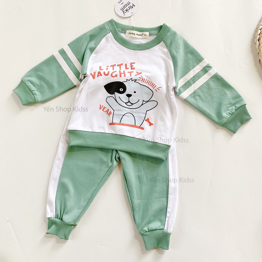 Sale !!! Bộ Dài Tay Da Cá Hàng Minky Mom Họa Tiết Động Vật Cho Bé (Size 7-19kg ) (SP001370)