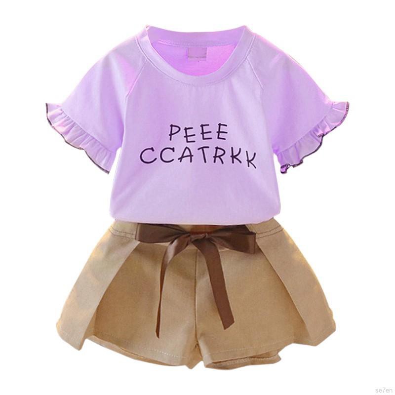 Set Áo Thun 3 Lỗ &amp; Quần Short Cho Bé Gái