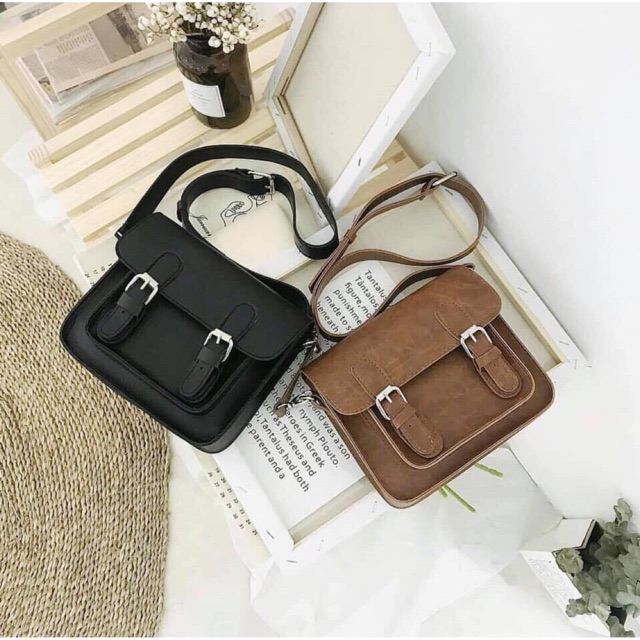 Túi minibag ulzzang sẵn 2 màu đen, nâu tây ảnh thật