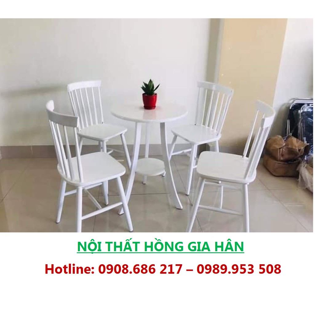 Bộ Bàn Ghế Cafe 4 Ghế Gỗ Cao Su HGH