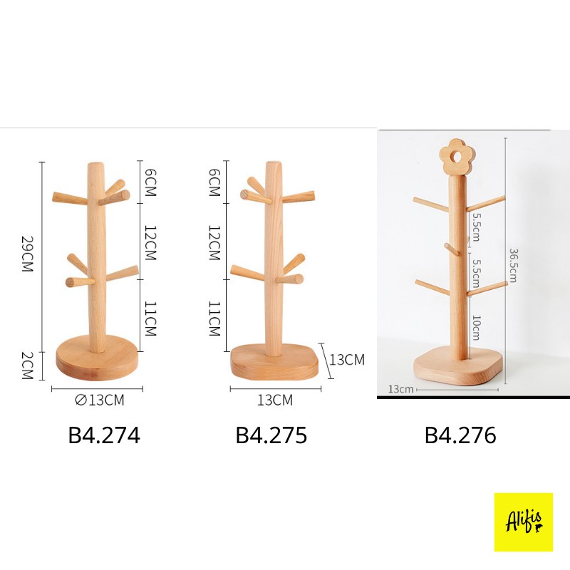 Giá treo cốc, giá treo cốc gằng gỗ để bàn - dễ dàng lắp đặt và di chuyển