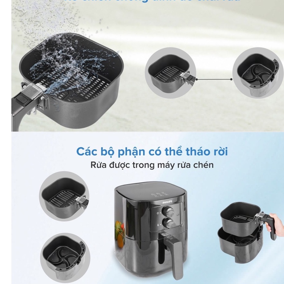 Nồi chiên không dầu Philips HD9270, HD9220, HD9252, HD9200 giảm chất béo trong đồ ăn - HAPOS BH 24 tháng chính hãng