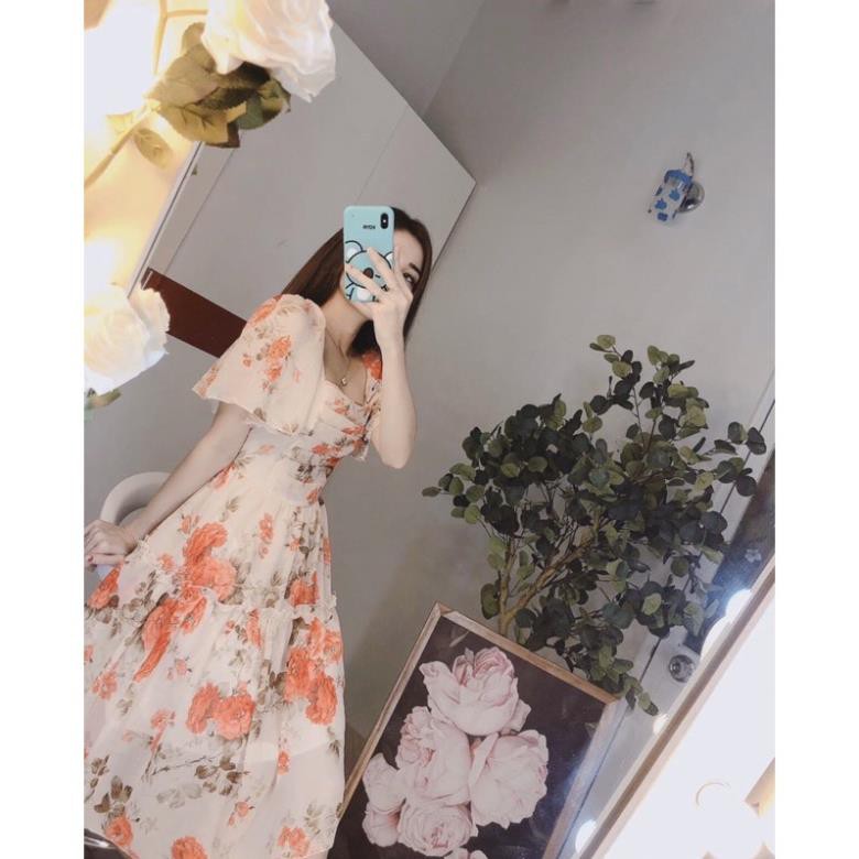 Váy maxi cổ vuông sếp li ngực freesize, đầm maxi freesize đuôi cá - Xưởng may Ái Nhi shop  ྇