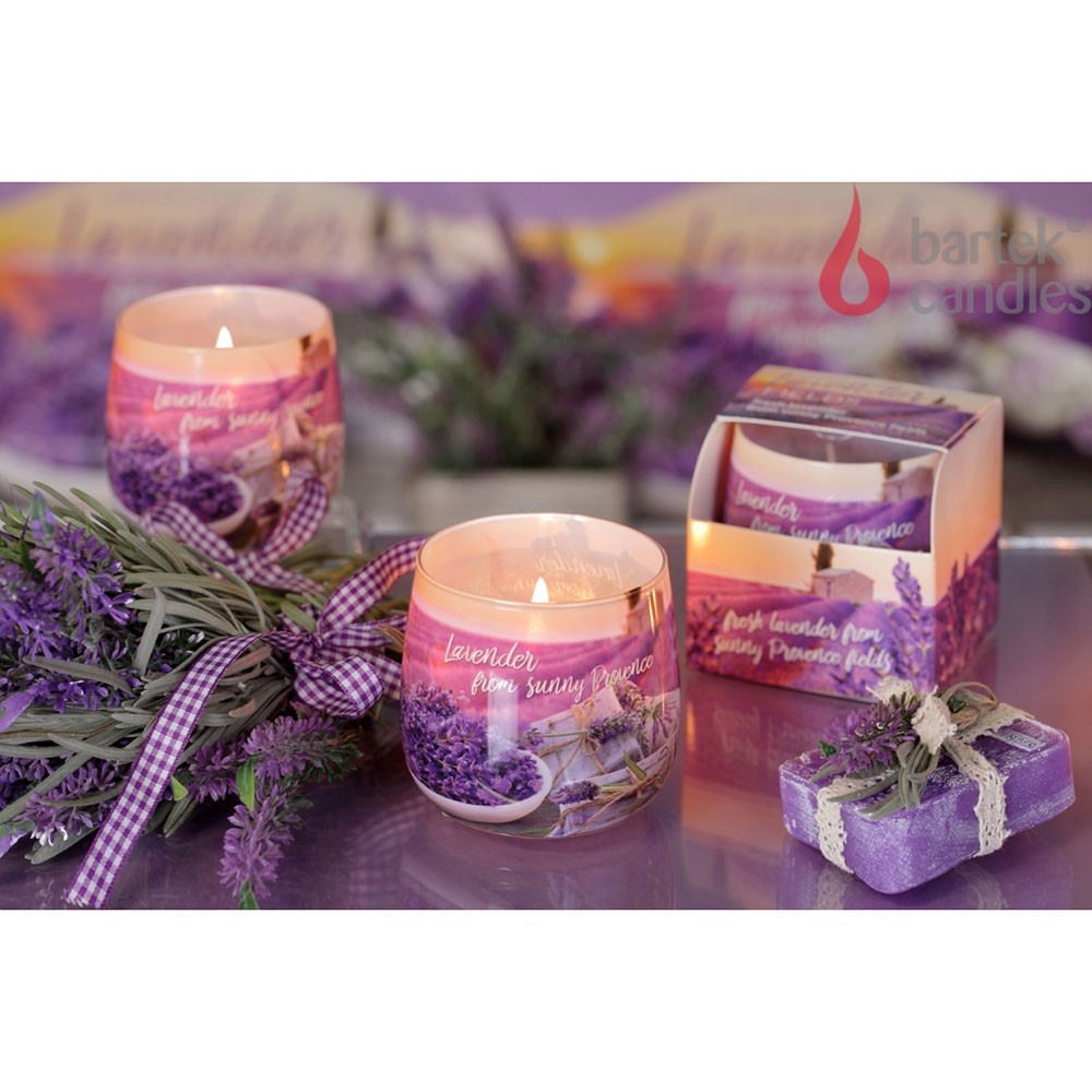 Ly nến thơm tinh dầu Bartek Lavender Fields 100g QT04968 - cánh đồng oải hương (giao mẫu ngẫu nhiên)