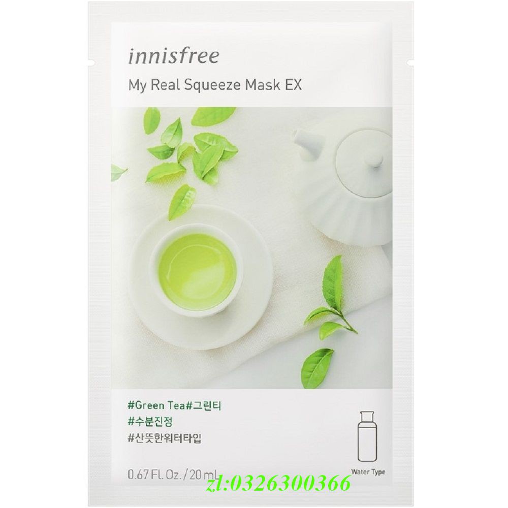 Mặt Nạ Innisfree 20Ml Trà Xanh Cấp Nước, Làm Dịu Da My Real Squeeze Mask Green Tea, Chính Hãng.