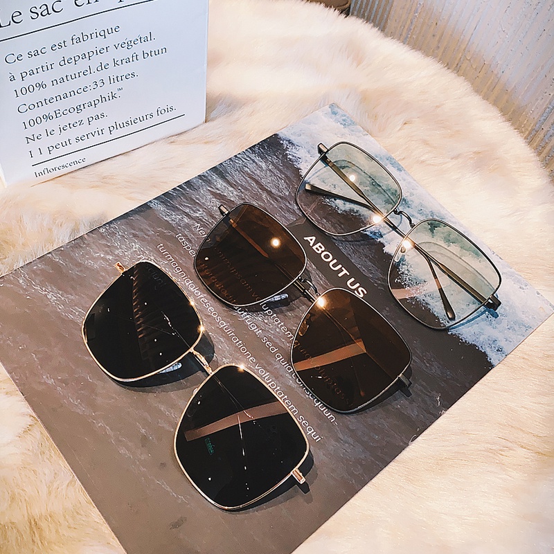 Kính Mát Gọng Vuông Kim Loại Thời Trang Cho Nam Nữ