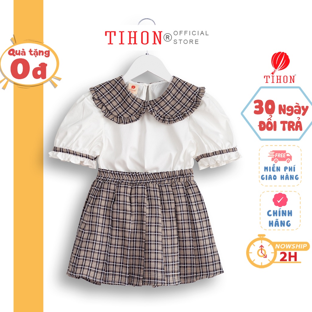 Sét áo váy cho bé gái TIHON phong cách Hàn Quốc chính hãng SET0750257