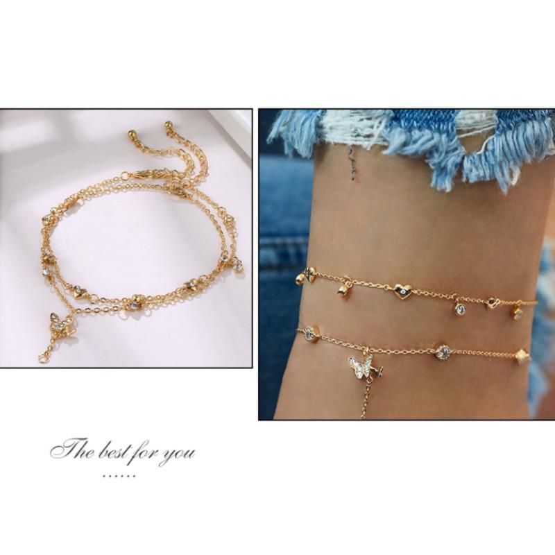 Lắc Chân 2 Sợi Mặt Hình Bướm Xinh Xắn Sang Trọng