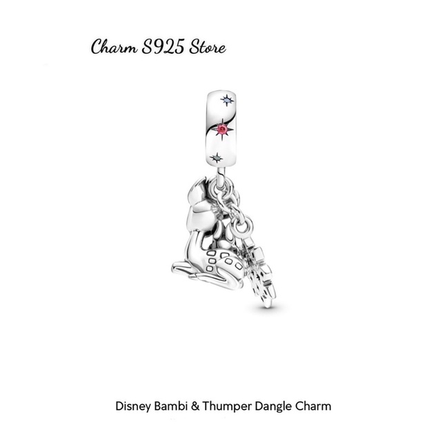CHARM PAN ALE TREO DISNEY BAMBI &amp; THUMPER BẠC S925 CAO CẤP