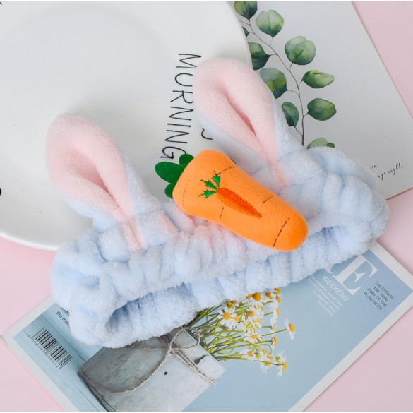 Băng Đô Cài Tóc Thỏ Carot 3D Xanh Dương Thiết Kế Kiểu Dễ Thương Dành Cho Nữ