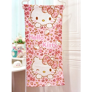 Khăn tắm dễ thương hình Hello Kitty, kích thước 60x120cm / 75*150cm, chất liệu bông mềm mịn.