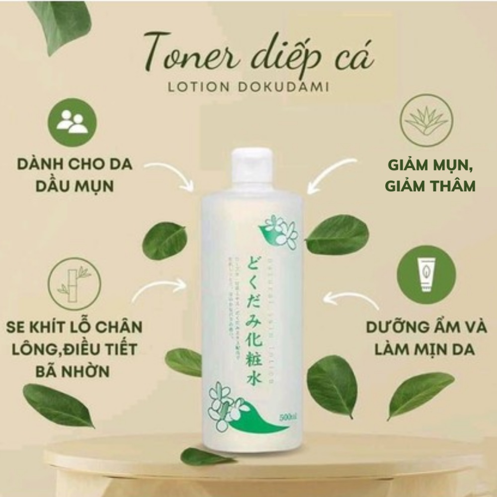 Nước hoa hồng diếp cá Dokudami Natural Skin Lotion Nhật 500ml dành cho da dầu mụn