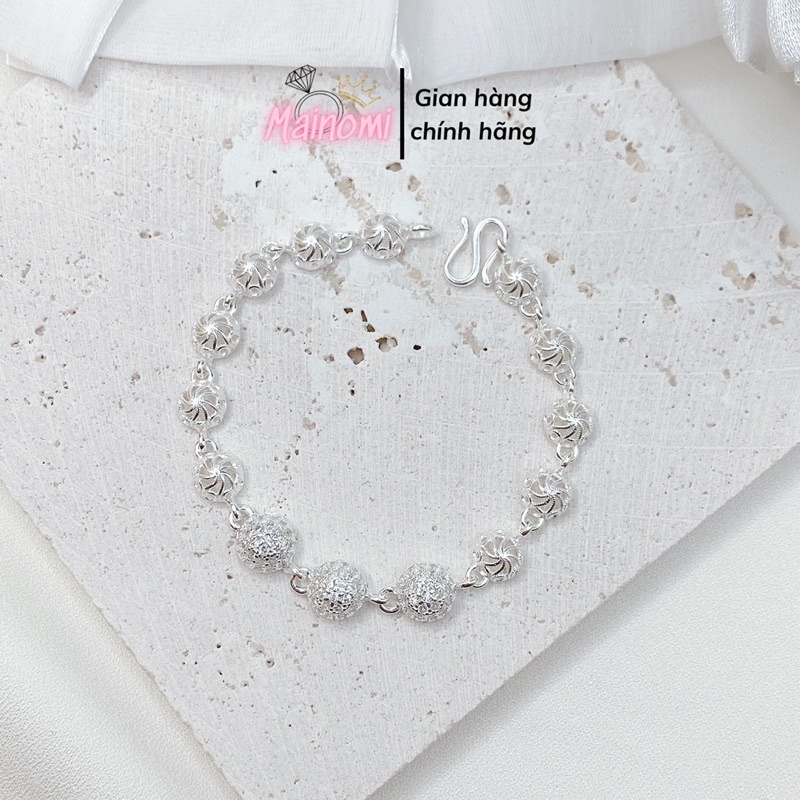 Lắc tay vòng tay nửa cầu hoa văn cách điệu độc đáo MAINOMI Shop bạc xinh