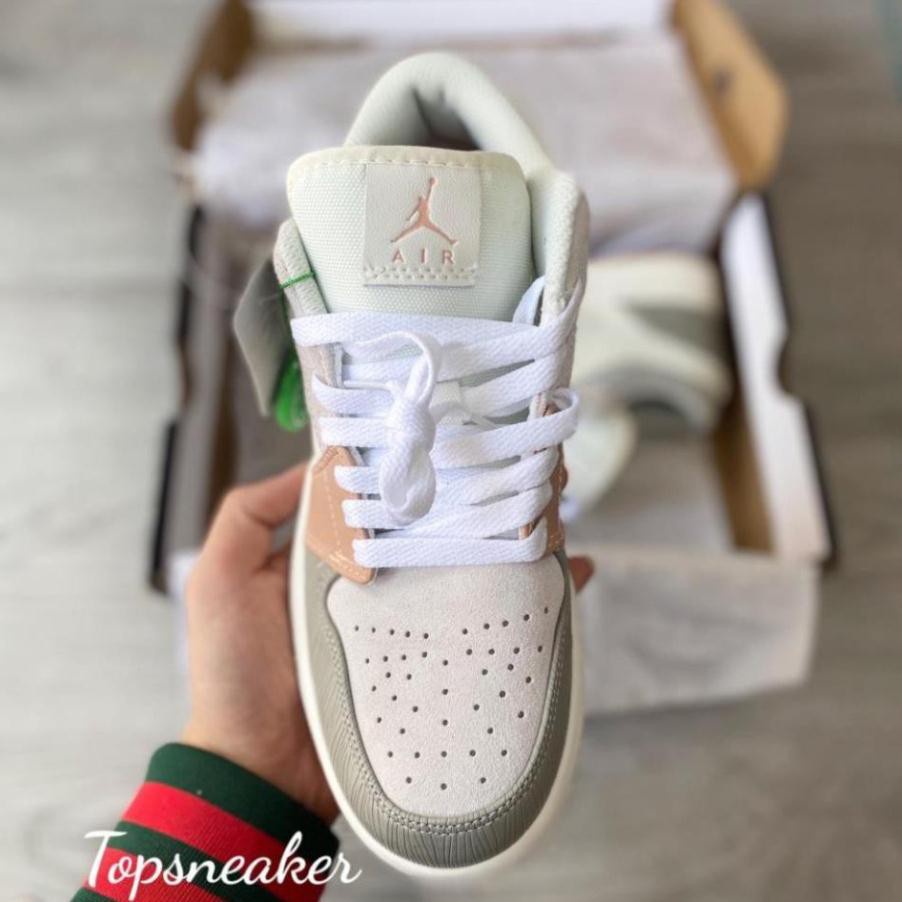 Giày Jordan 1 cổ thấp màu hồng đất Milan nam nữ, Giày Jordan 1 Milan bản đẹp phối đồ dễ đầy đủ bill box