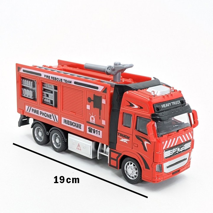 Mô hình xe cứu hỏa - tỉ lệ 1:38 - đèn nhạc - chạy trớn