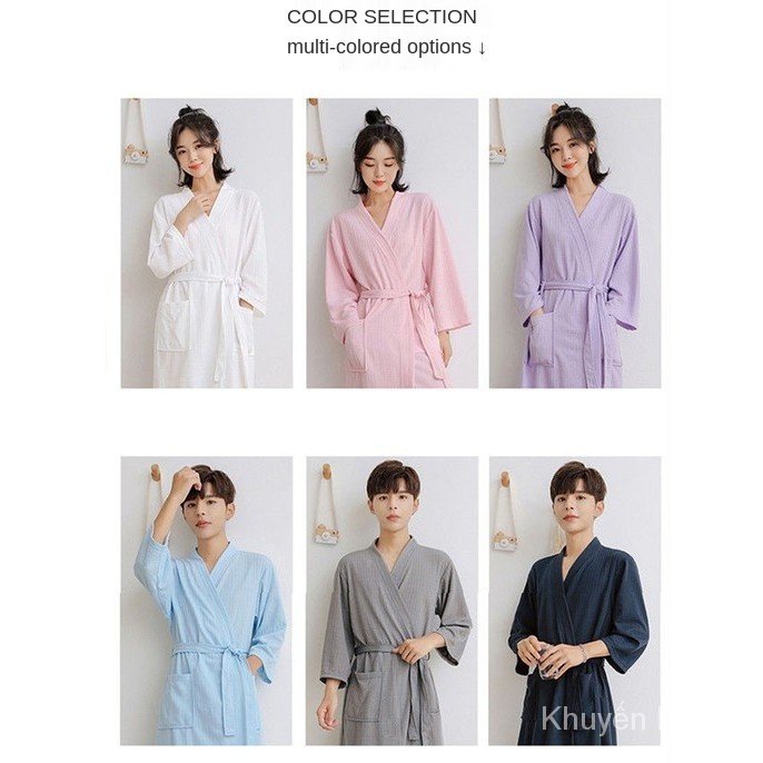 Áo choàng tắm ngủ mỏng dáng rộng điều hòa khí kiểu xuân thu Nhật Hàn quyến rũ cho nam và nữ | BigBuy360 - bigbuy360.vn