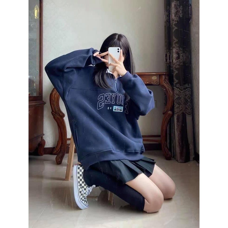 Áo Nỉ Zip Foruyfs SuzaHouse_Store Nữ [FREESHIP] 🌸 Sweater cao cổ dài tay bồng, thun hoodie form rộng cá tính Ulzzang 🌸 | BigBuy360 - bigbuy360.vn