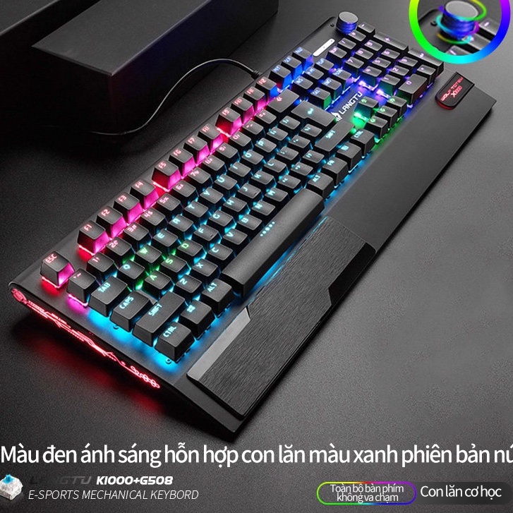 Bàn phím cơ gaming K1000 Núm núm đa năng truyền tải nhanh và ổn định , bàn phím cơ học USB -Bảo hành