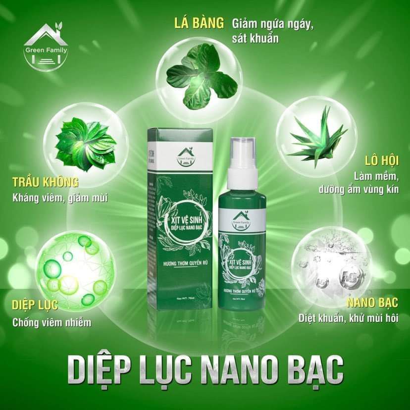 Xịt Vệ Sinh Diệp Lục Nano Bạc