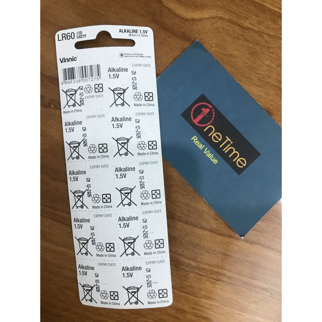 Vỉ 10 viên pin Vinnic L621F LR60 AG1 SR621SW 621 364 164