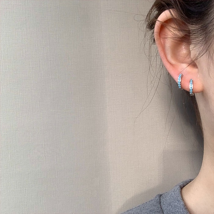 Đôi khuyên tai Ahellogirl đính đá phong cách Hàn Quốc xinh xắn cho nữ