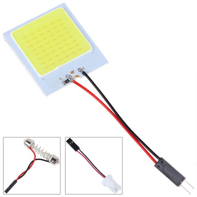 Đèn led nội thất ô tô T10 48 bóng 4w/6w 12v. Ánh sáng trắng. Có bộ đuôi đèn đi kèm