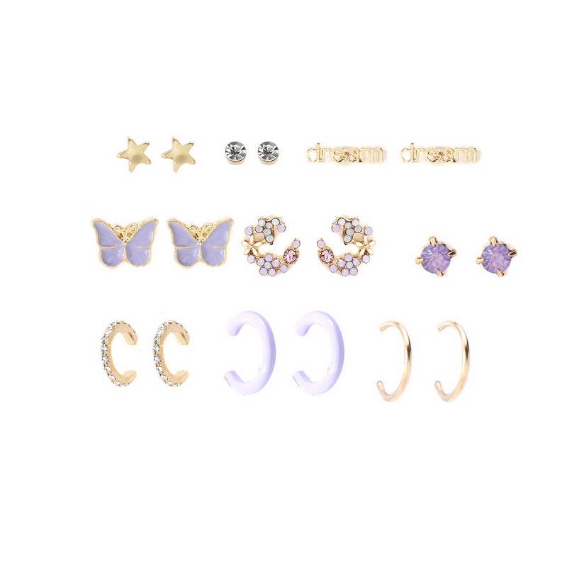 Set 9/ 12 đôi khuyên tai RINHOO FRIENDSHIP nhiều kiểu dáng thời trang cho nữ