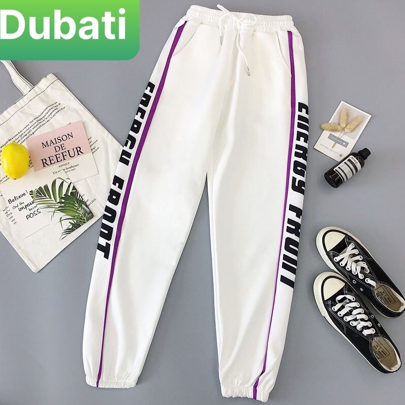 QUẦN JOGGER THỂ THAO VIỀN CHỮ ĐÙI CHẤT NỈ DA CÁ NAM NỮ CÓ BO PHONG CÁCH SANG CHẢNH MỚI-DUBATI FASHION