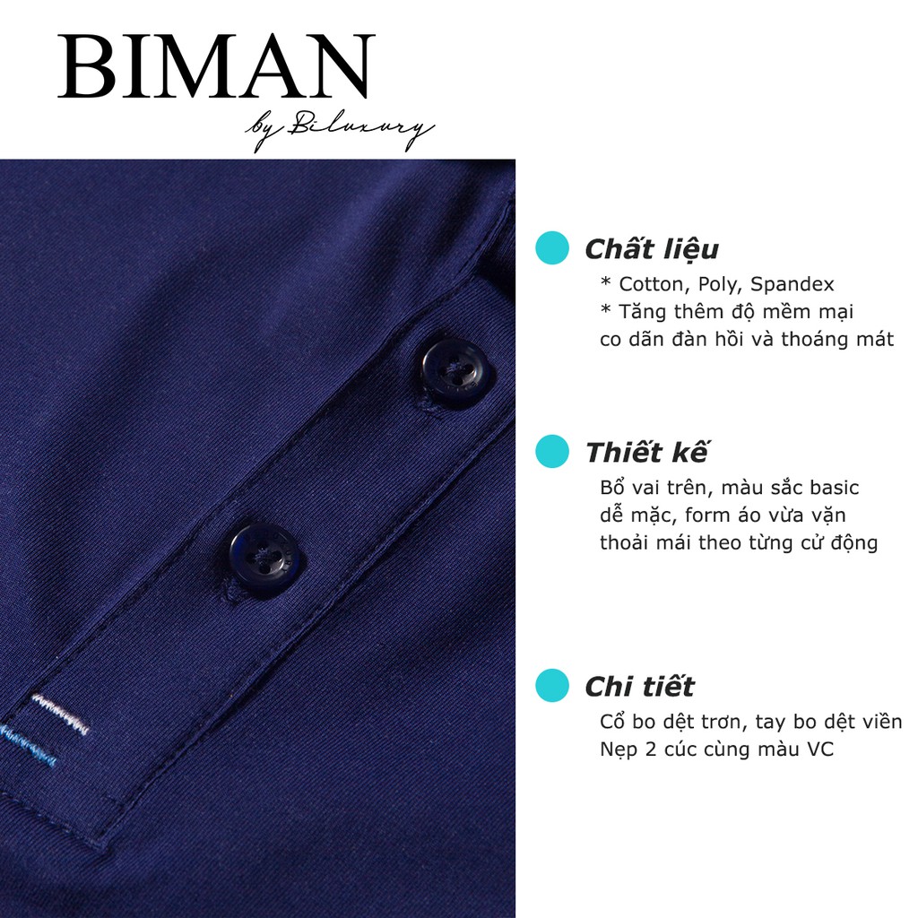 Áo polo nam Biman by Biluxury thun ngắn tay body fit form chuẩn thoáng khí thoải mái vận động 5APCB001TTS | BigBuy360 - bigbuy360.vn