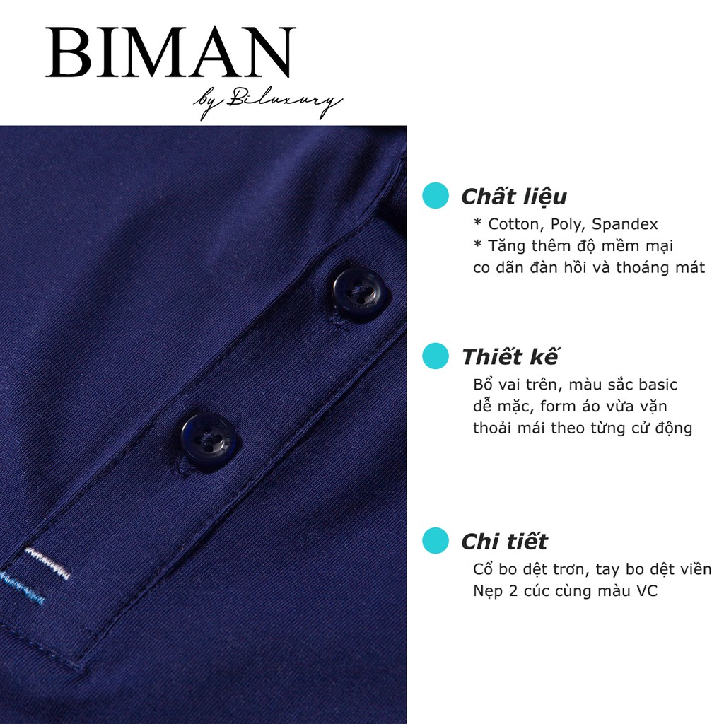 Áo polo nam Biman by Biluxury thun ngắn tay body fit form chuẩn thoáng khí thoải mái vận động 5APCB001TTS